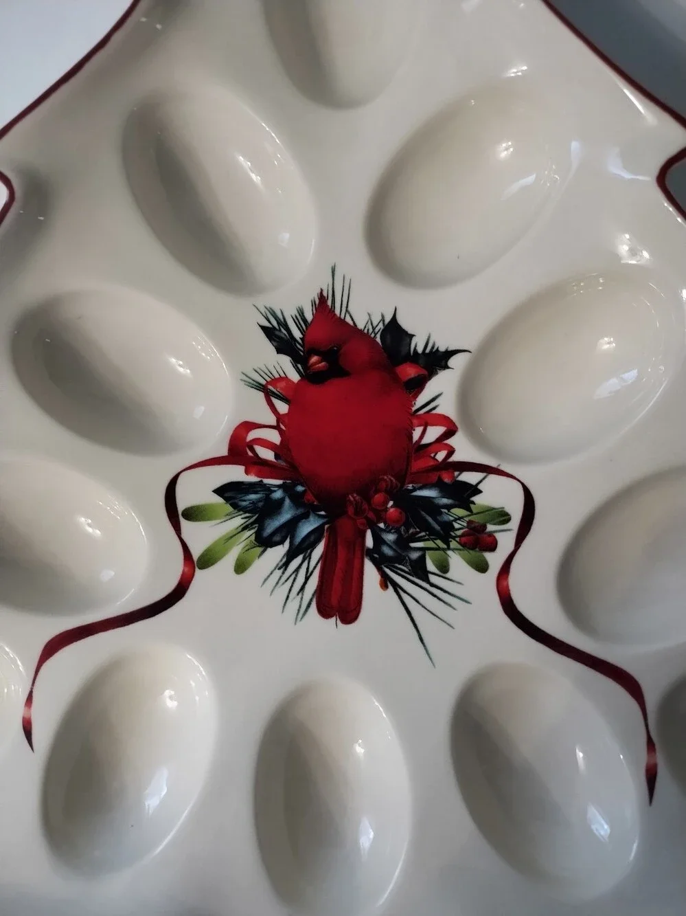 Lenox Winter Greetings Cream Ceramic Egg Platter Discontinued